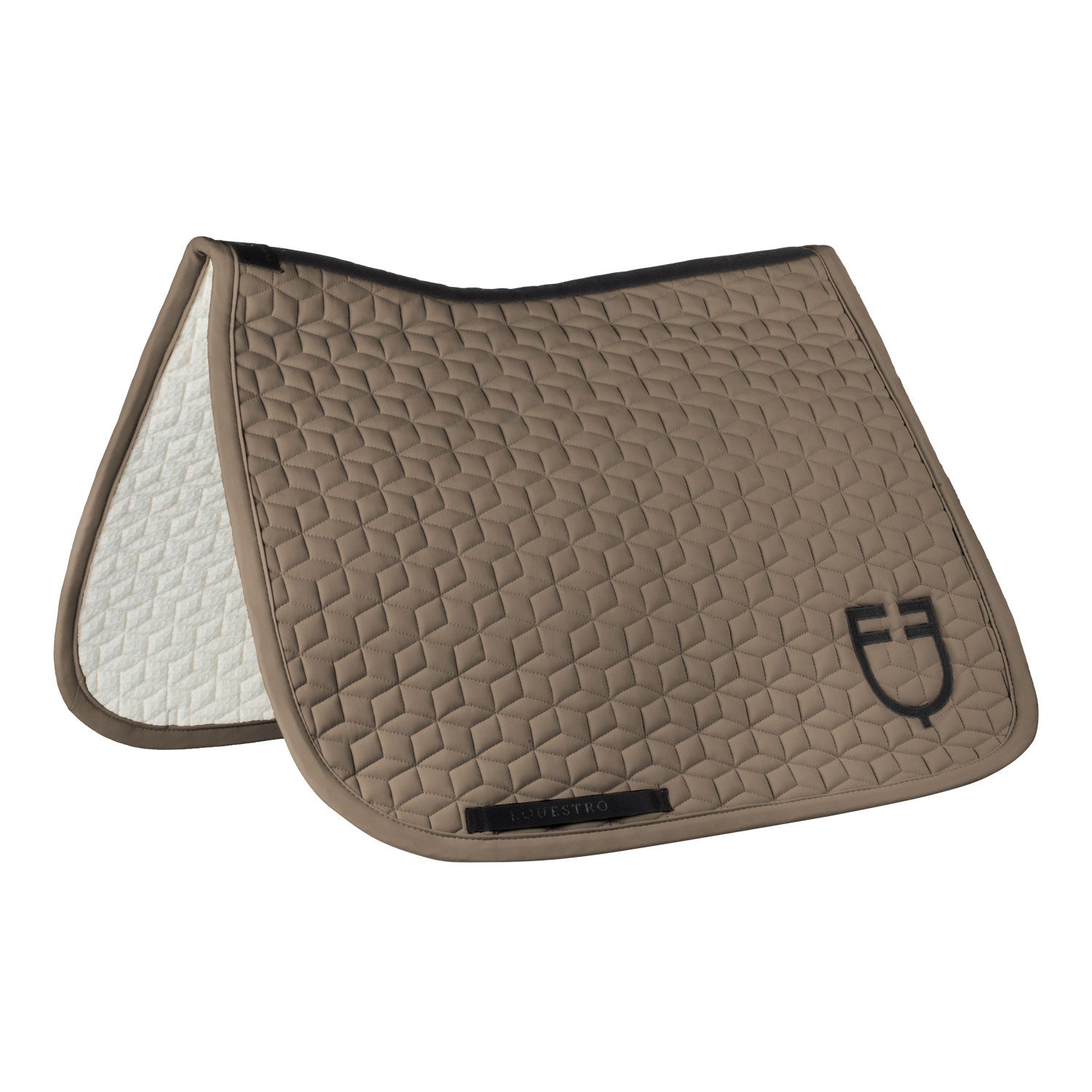 Dressage saddle pad with cube quilting.