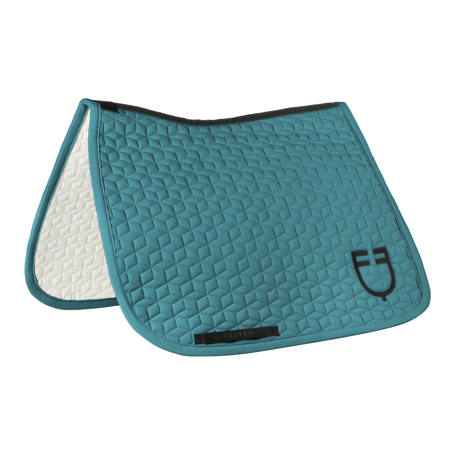 Dressage saddle pad with cube quilting.