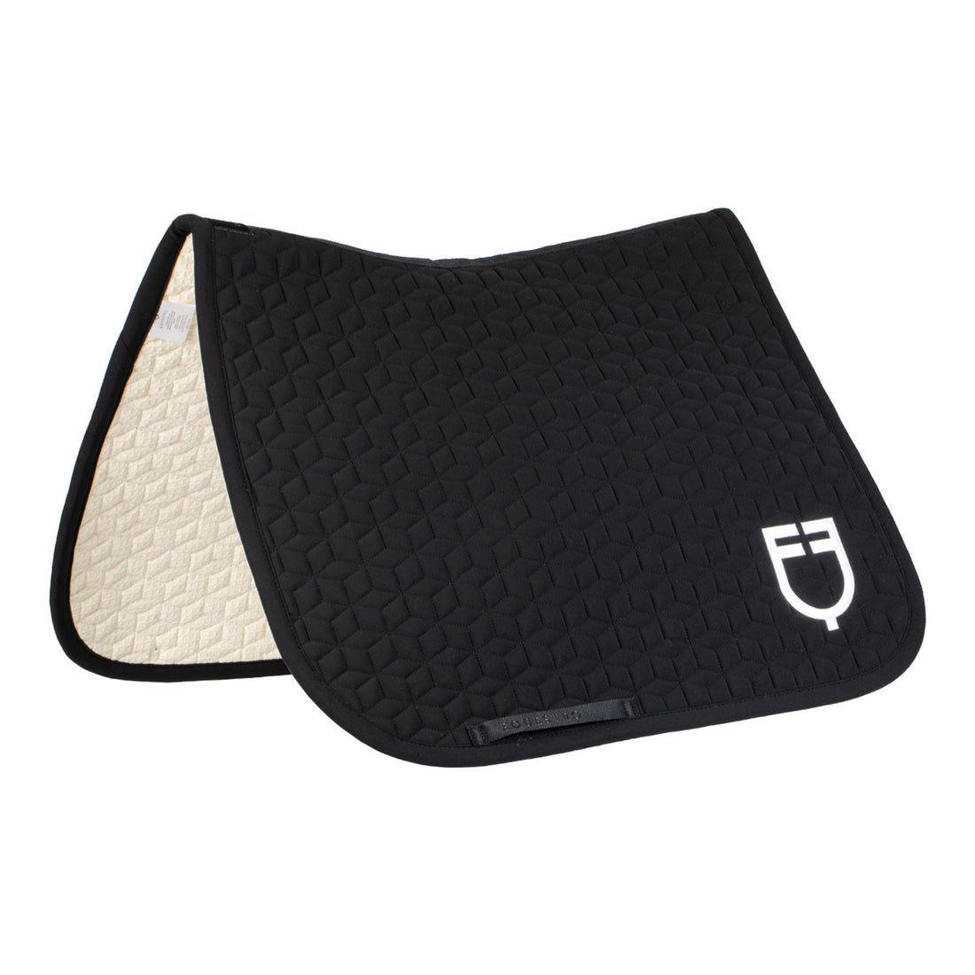 Dressage saddle pad with cube quilting.
