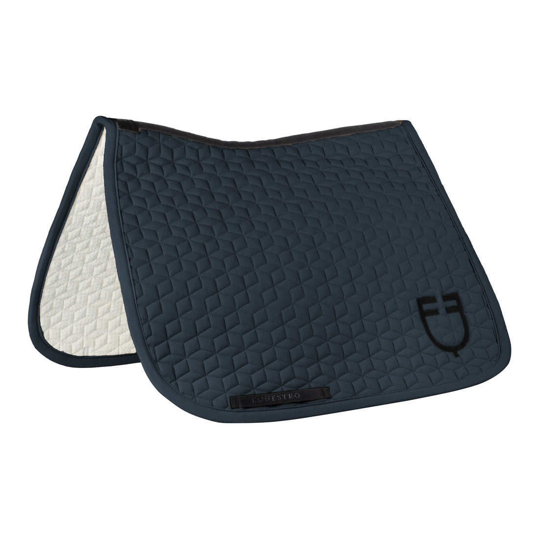 Dressage saddle pad with cube quilting.