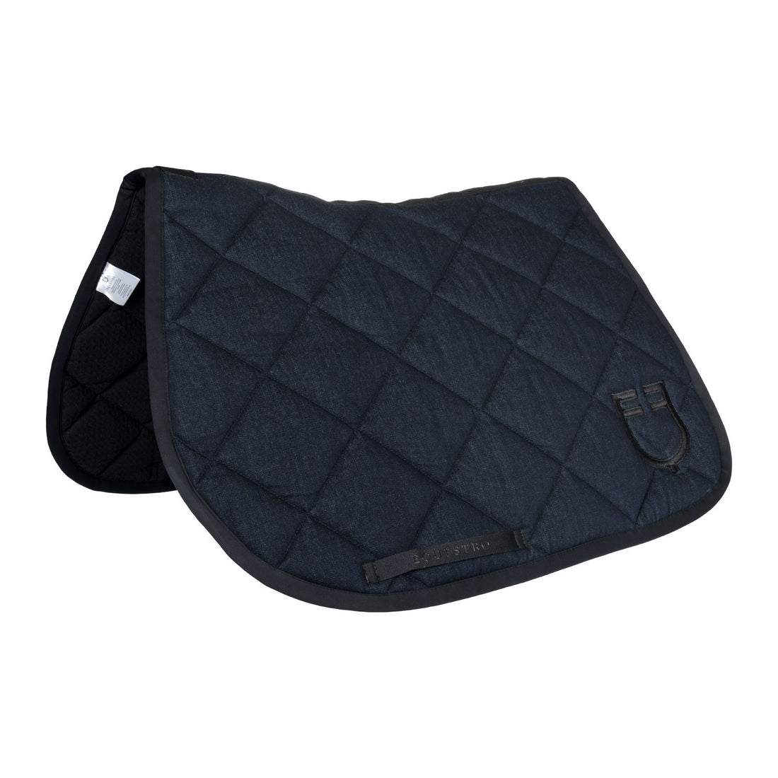 Jumping saddle pad in denim-effect technical fabric.