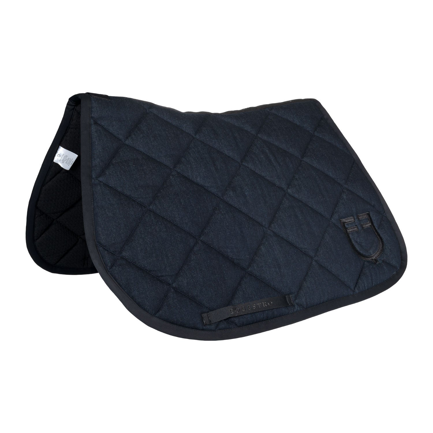 Jumping saddle pad in denim-effect technical fabric.