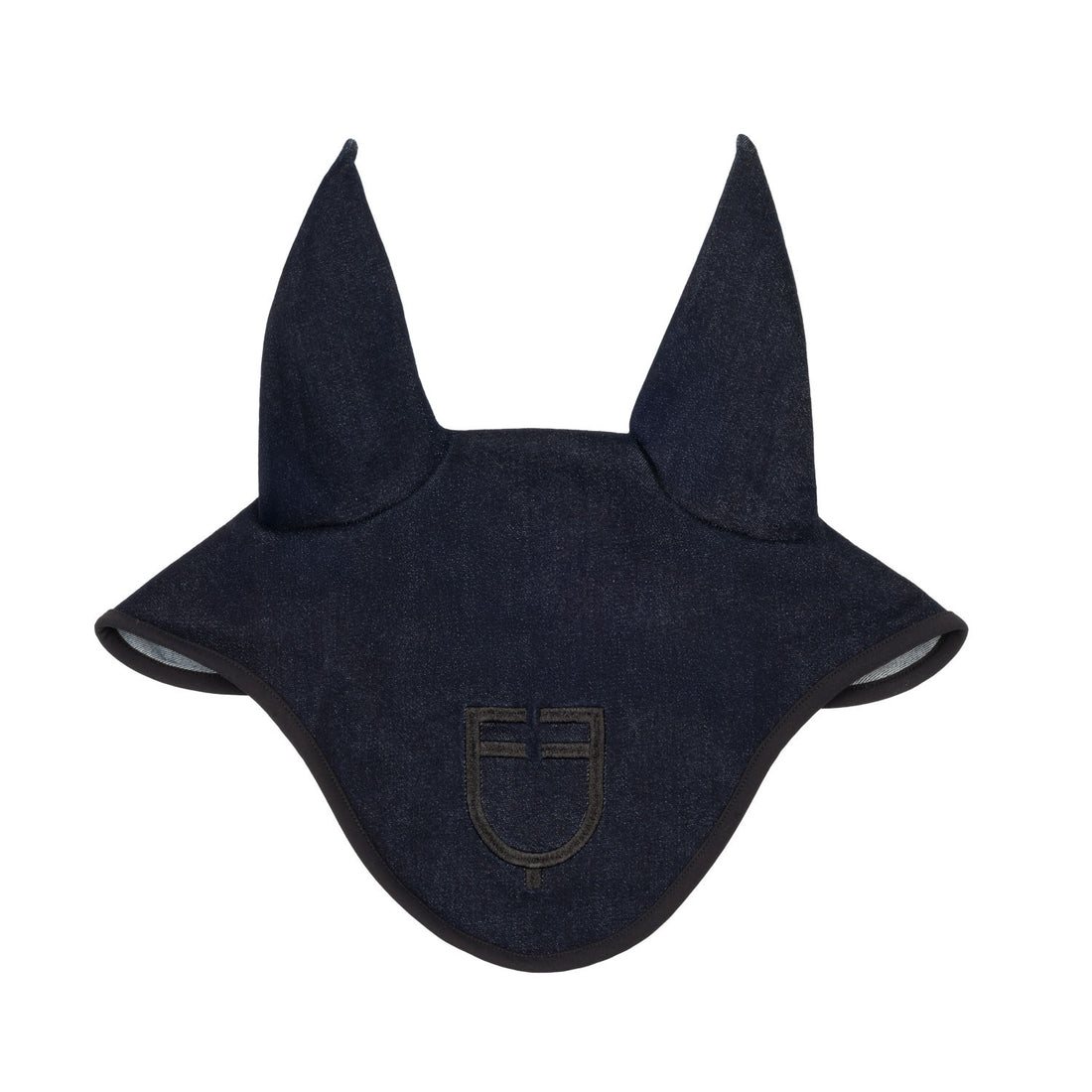 Fly veil in denim-effect technical fabric with logo.