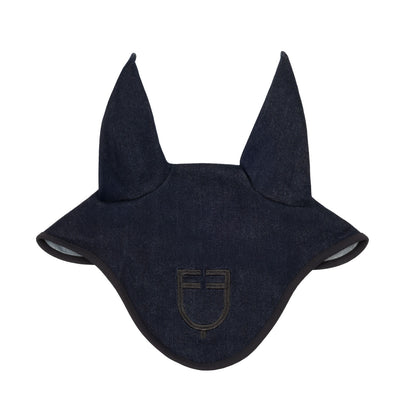 Fly veil in denim-effect technical fabric with logo.