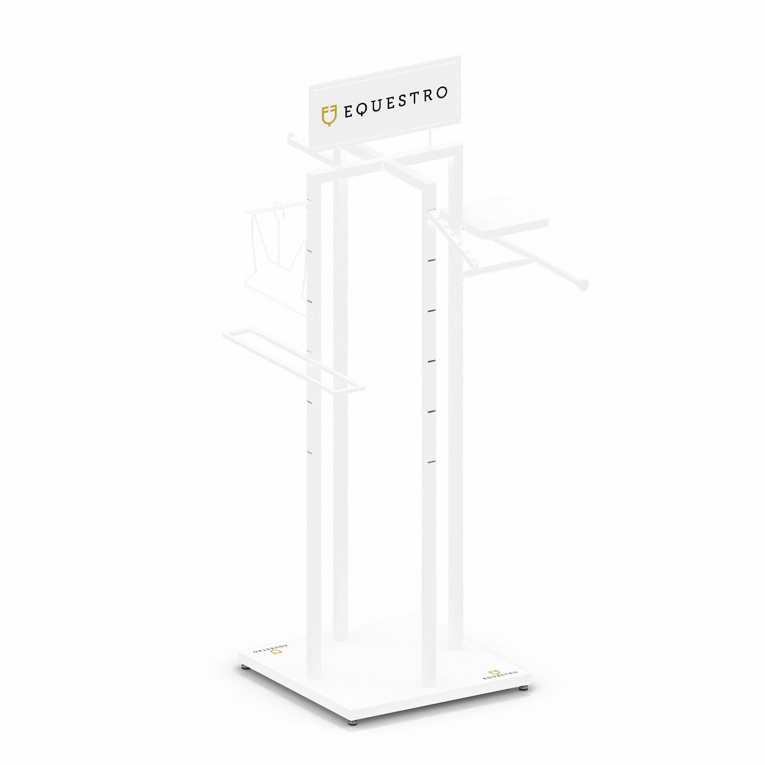 White steel horse and rider clothing display L600/W600/H1810 mm.