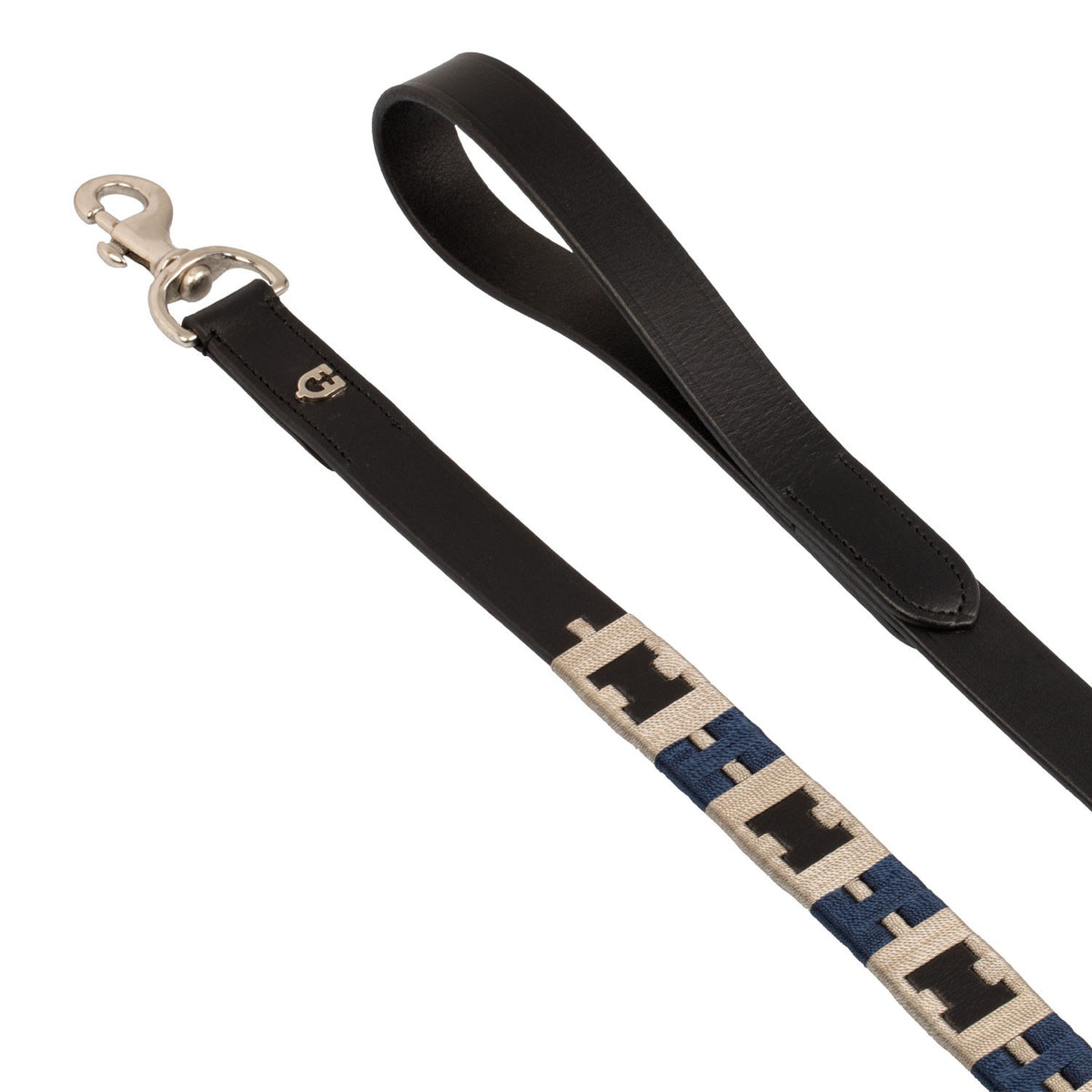 Equestro Leather Dog Leash With Geometric Pattern