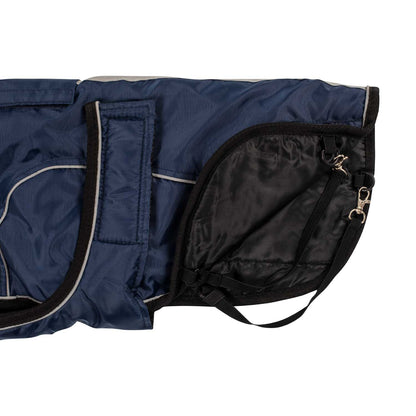 Dog coat with reflective piping
