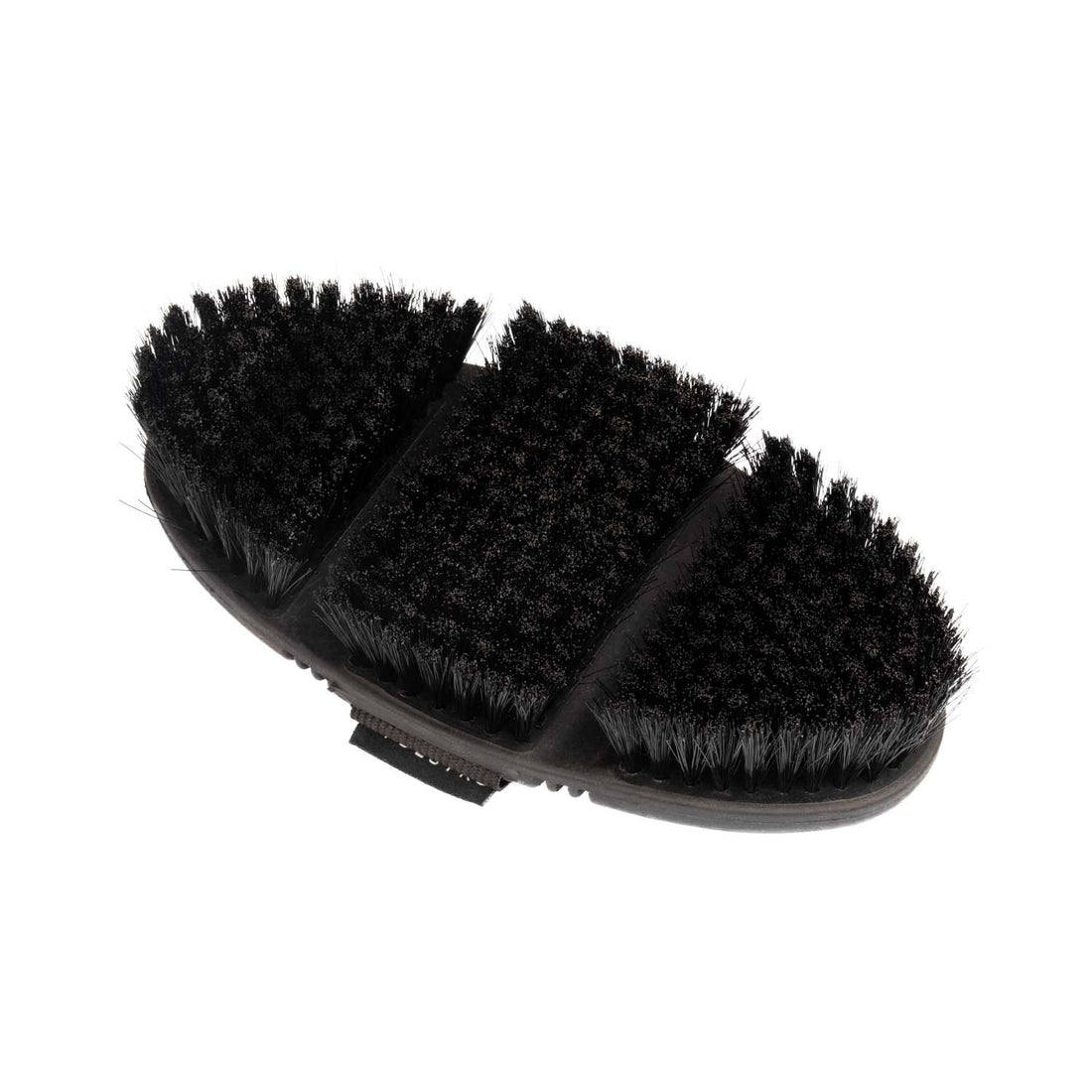 Flexible brush with short synthetic bristles.