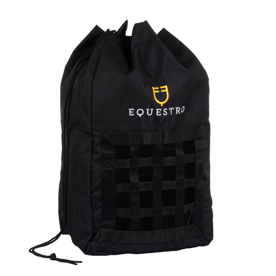 Hay bag with embroidered logo.