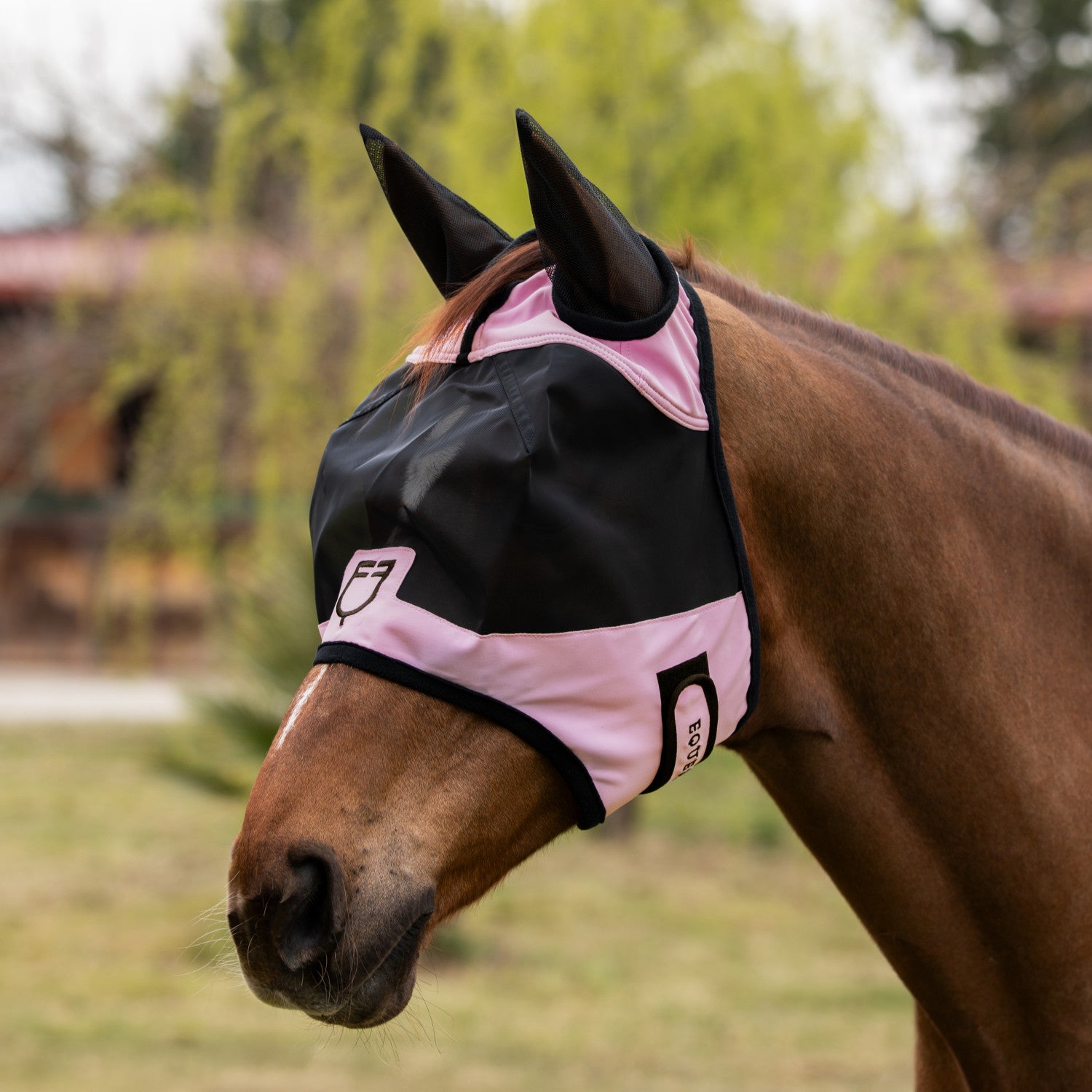 Fly mask with front logo.