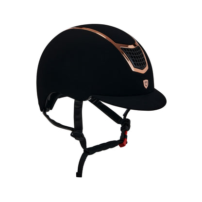 Helmet with colored velvet frame.