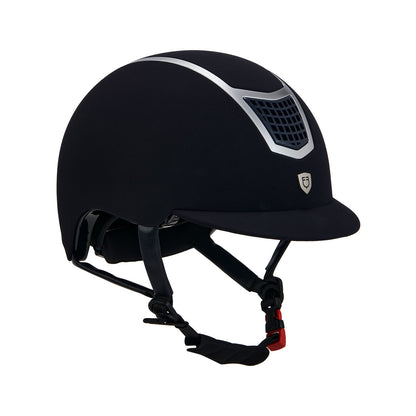 Helmet with colored velvet frame.