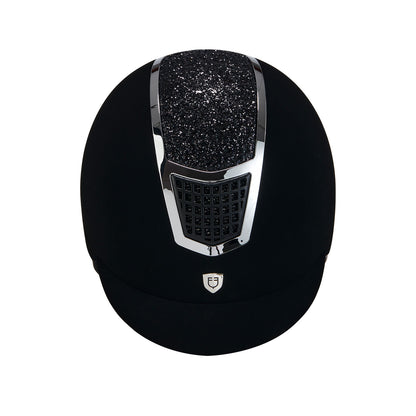 Ultra-light velvet helmet with rhinestones
