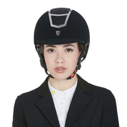 Ultra-light velvet helmet with rhinestones