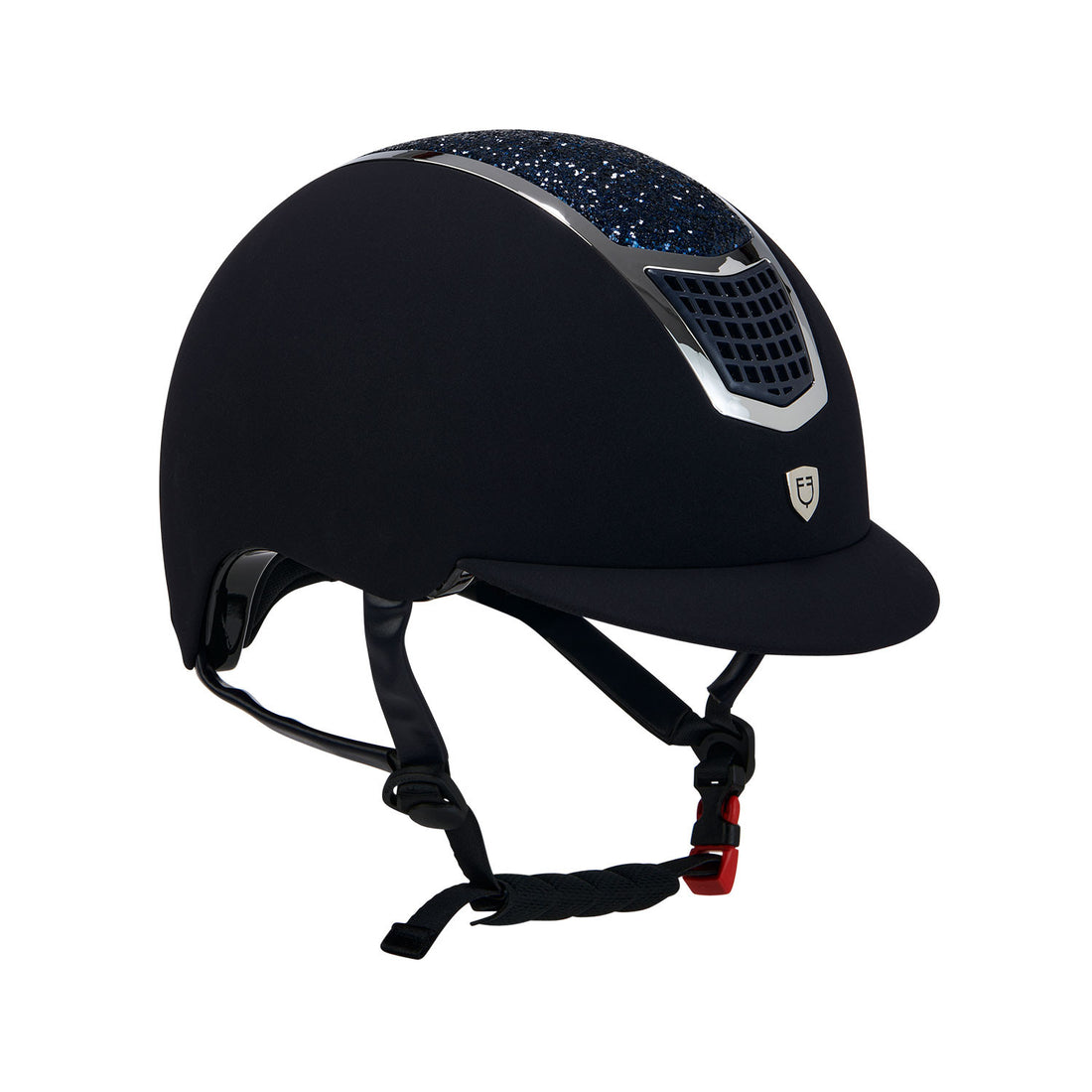Ultra-light velvet helmet with rhinestones.