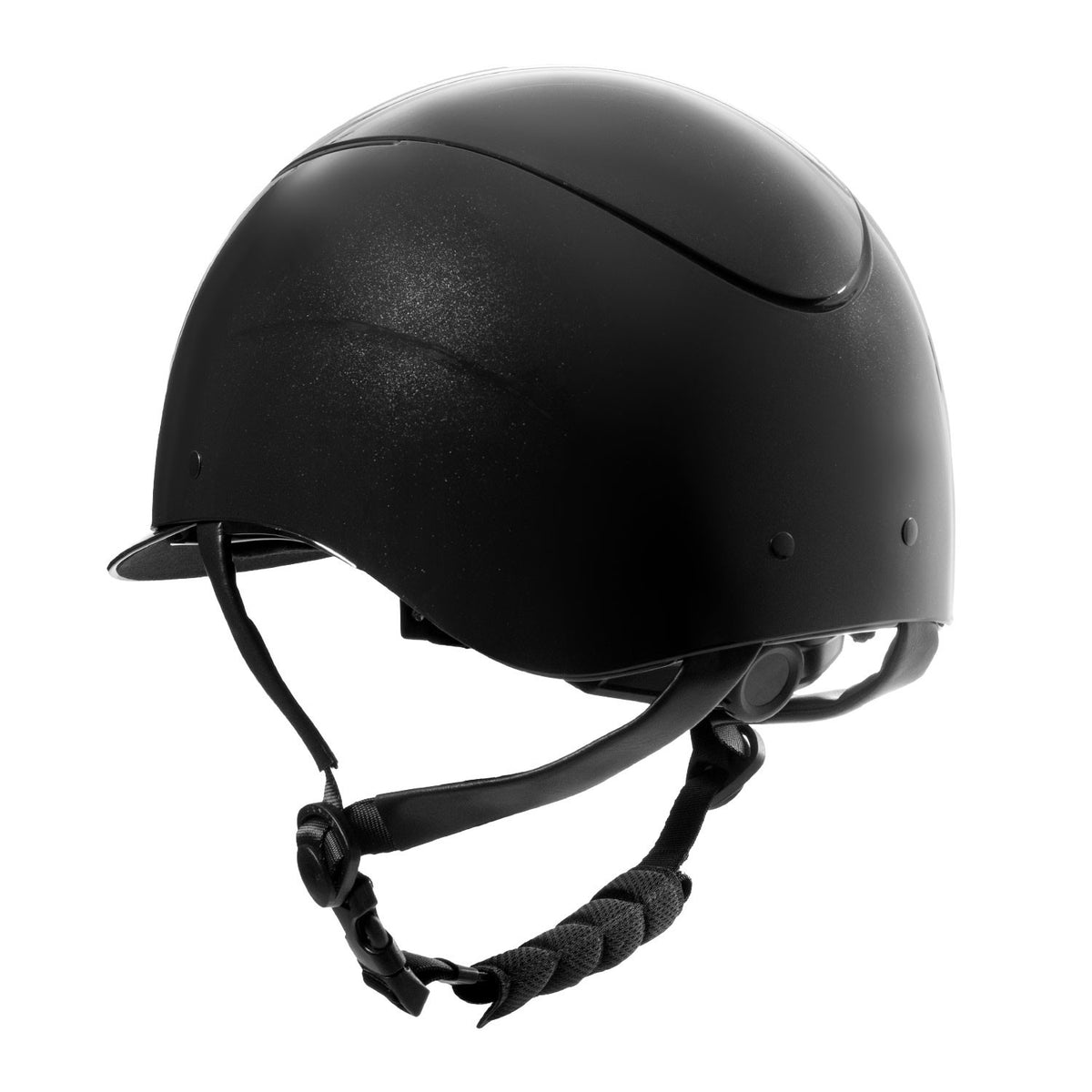 Equestro Glossy Helmet With Eco-Leather Strap And Narrow Visor Homologation EN 1384-2023