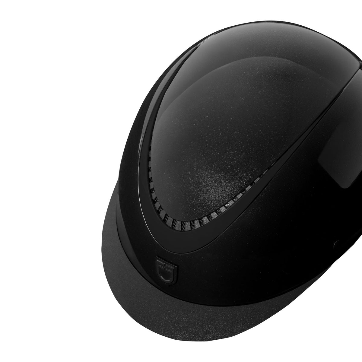 Equestro Glossy Helmet With Eco-Leather Strap And Narrow Visor Homologation EN 1384-2023