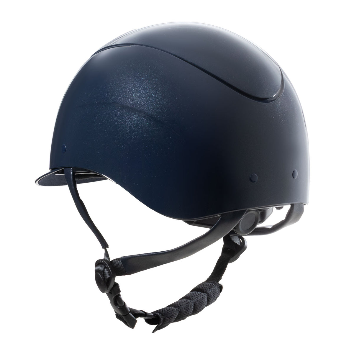 Equestro Glossy Helmet With Eco-Leather Strap And Narrow Visor Homologation EN 1384-2023