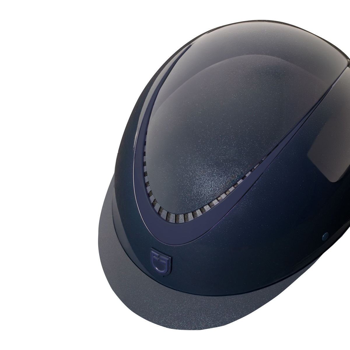 Equestro Glossy Helmet With Eco-Leather Strap And Narrow Visor Homologation EN 1384-2023