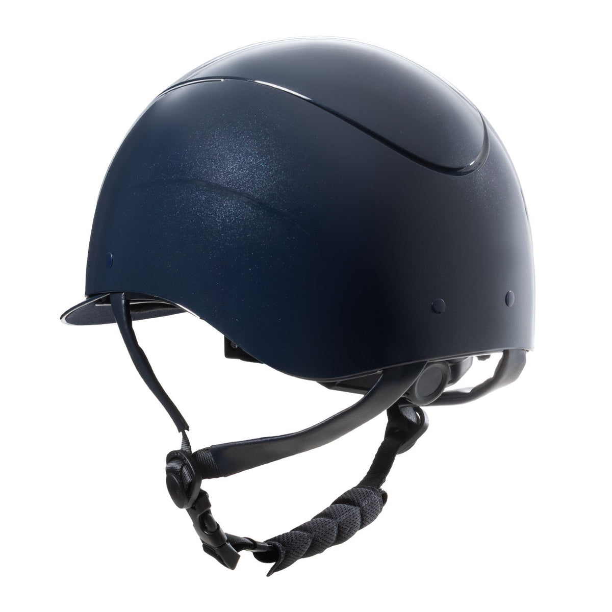 Equestro Glossy Helmet With Eco-Leather Strap And Narrow Visor Homologation EN 1384-2023