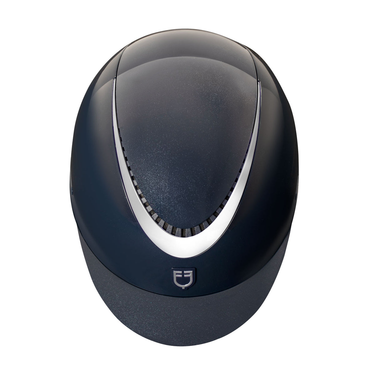 Equestro Glossy Helmet With Eco-Leather Strap And Narrow Visor Homologation EN 1384-2023