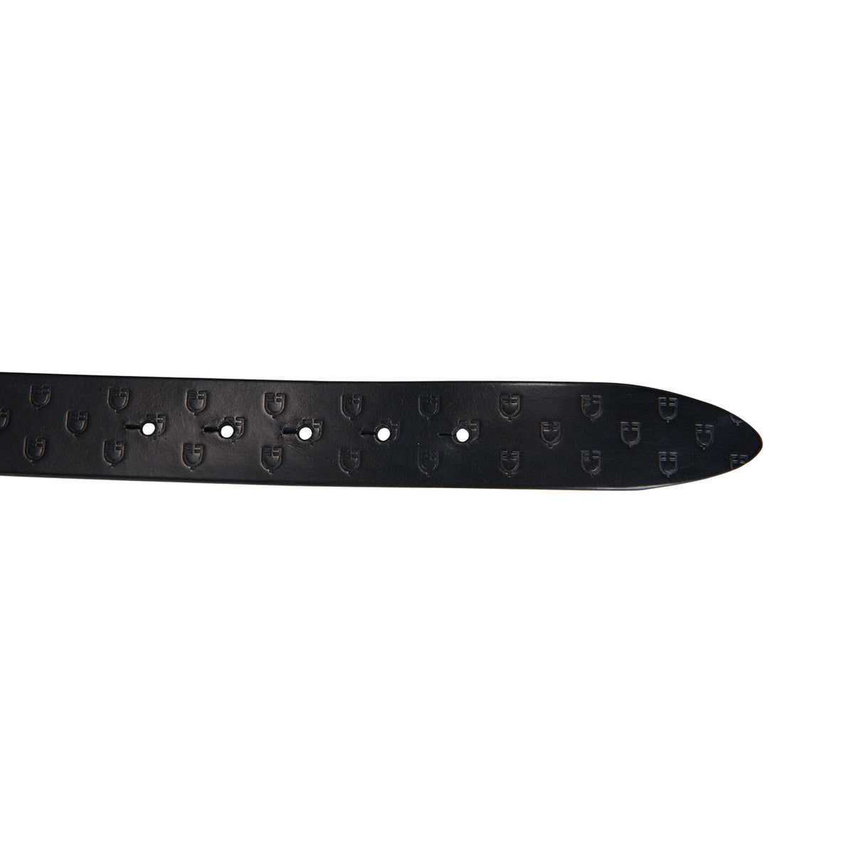 Leather logo belt with logoed buckle