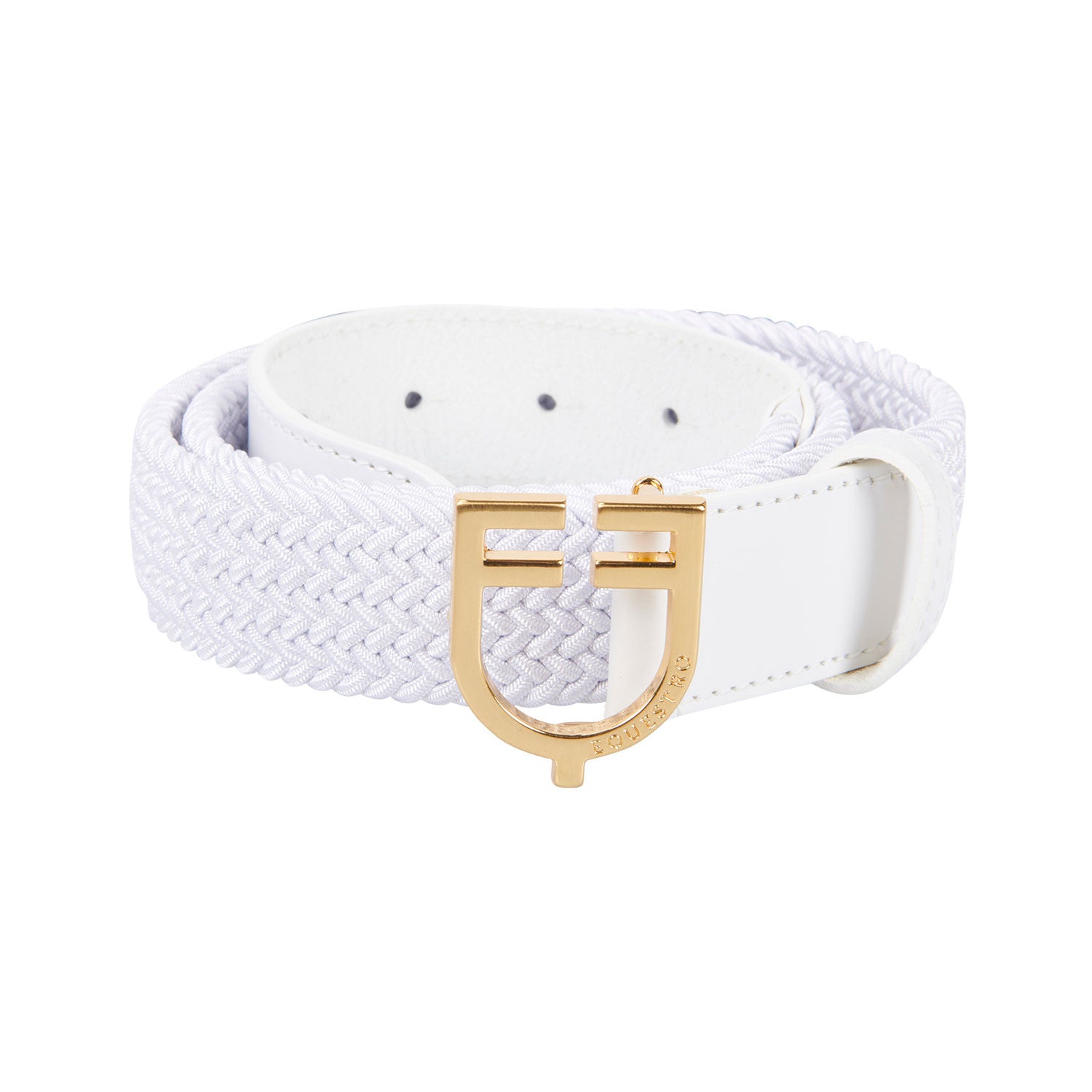 Leather elastic belt with logoed buckle.