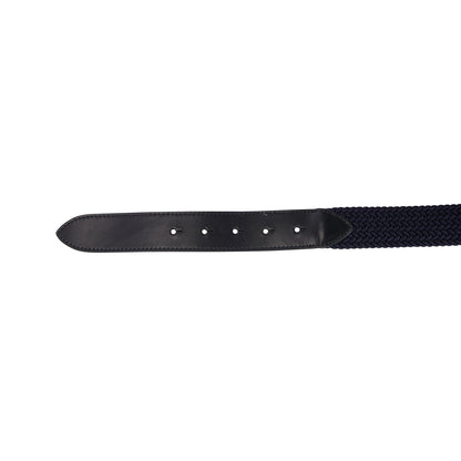 Leather elastic belt with logoed buckle