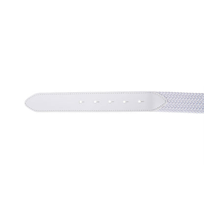 Leather elastic belt with logoed buckle