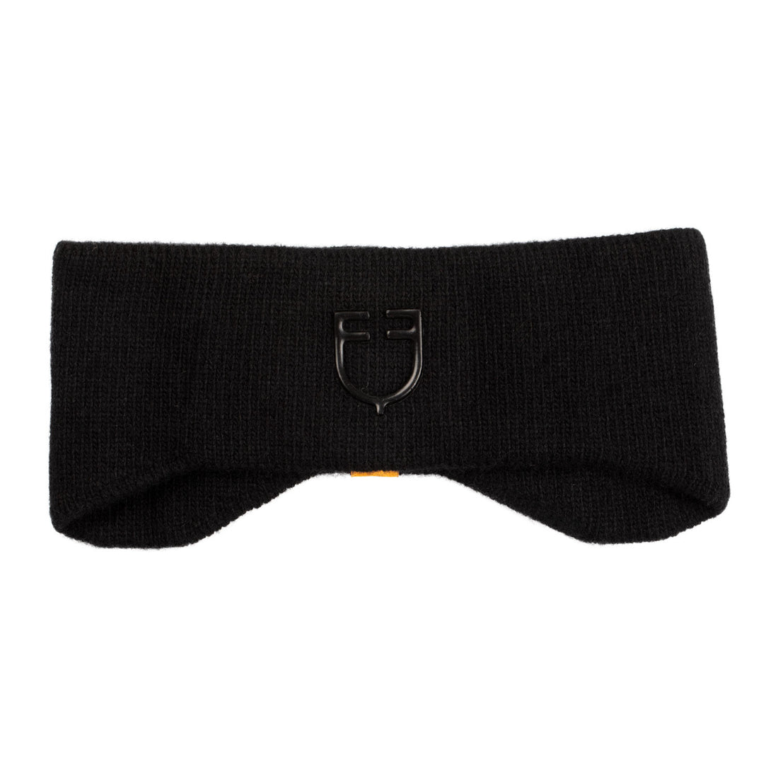 Unisex ribbed wool earmuff headband with logo.