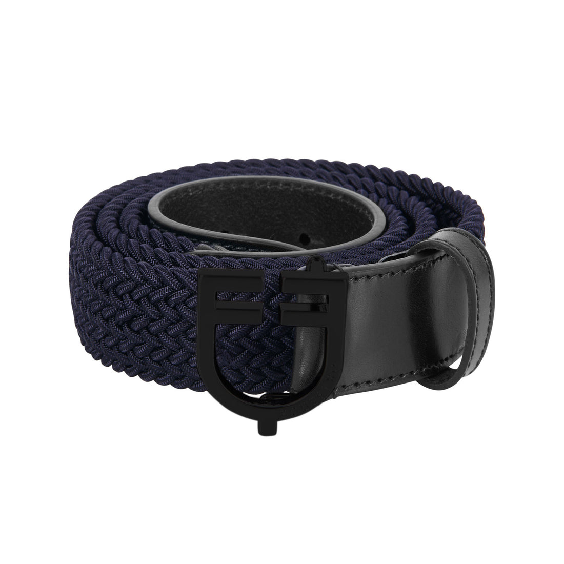 Elastic belt with black logoed buckle.