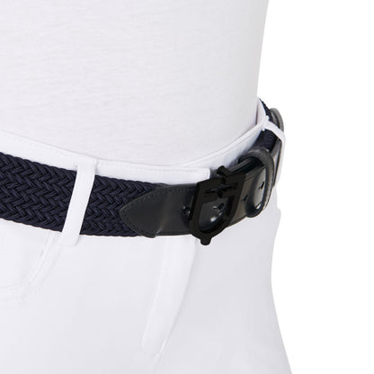 Elastic belt with black logoed buckle
