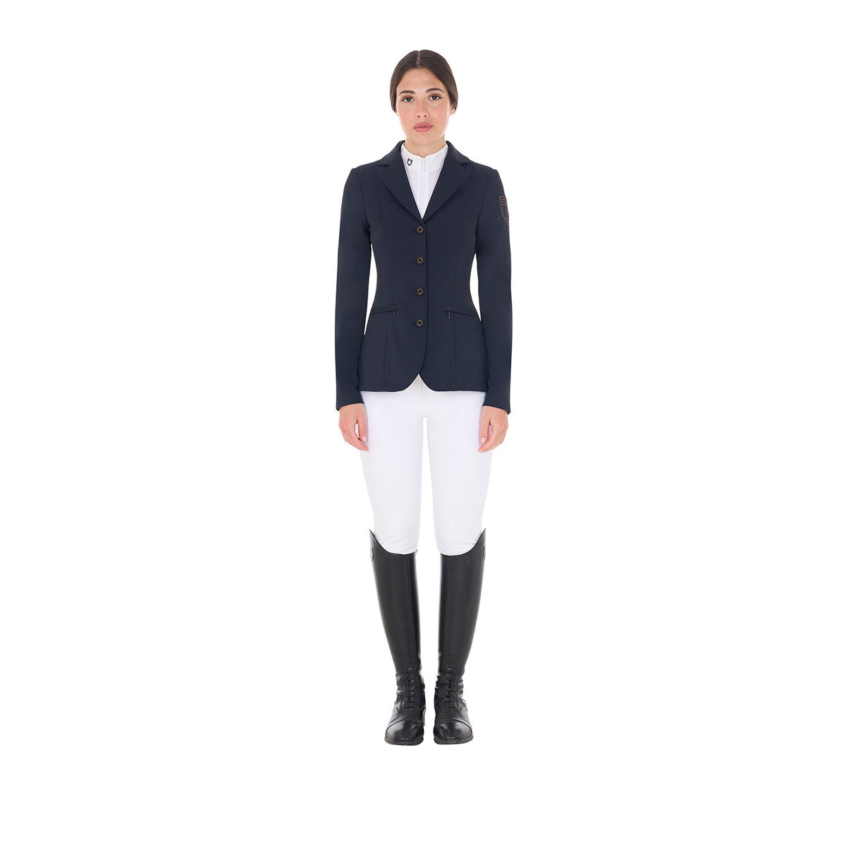 Equestro Ladies Competition Jacket With Contrasting Embroidered Logo