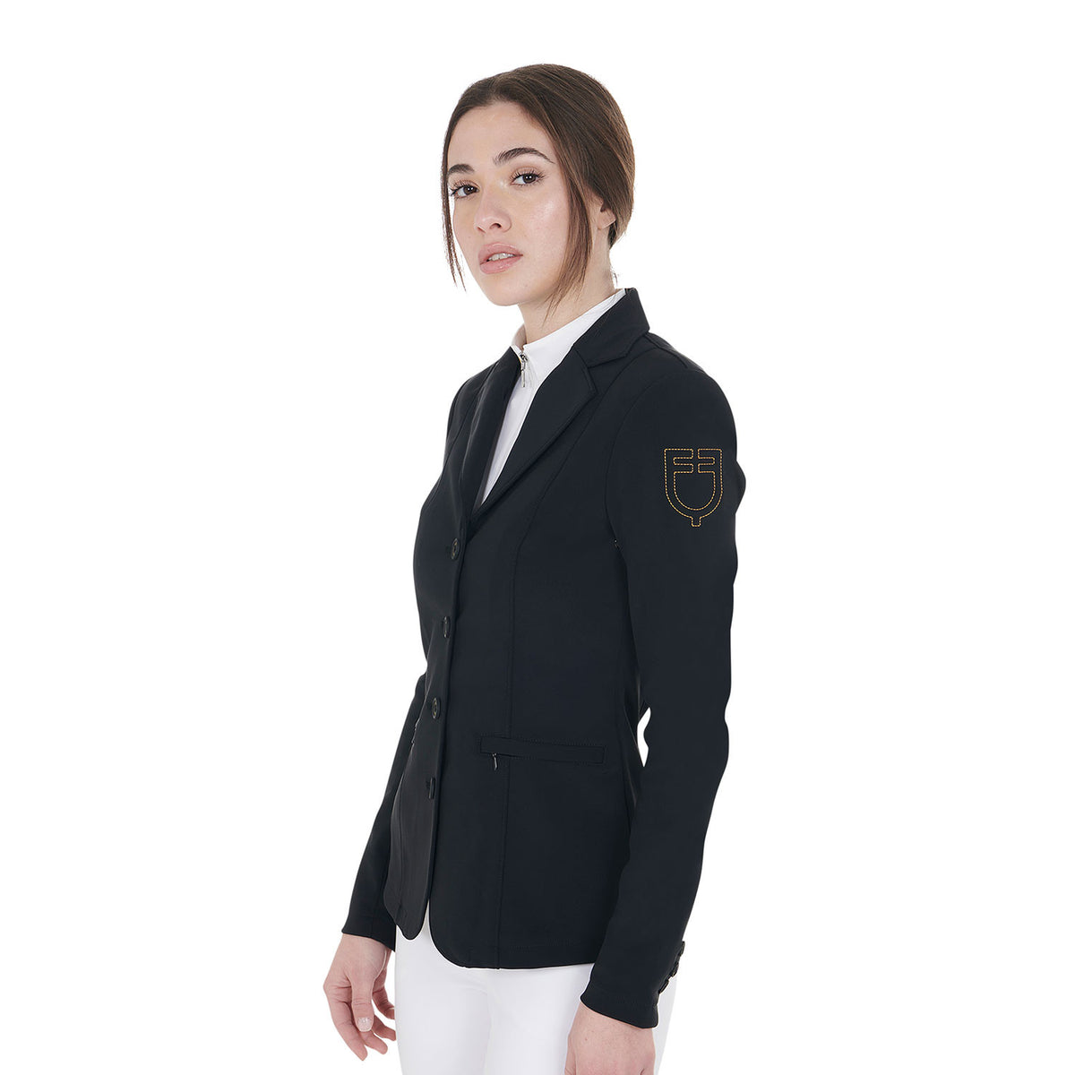 Equestro Ladies Competition Jacket With Contrasting Embroidered Logo