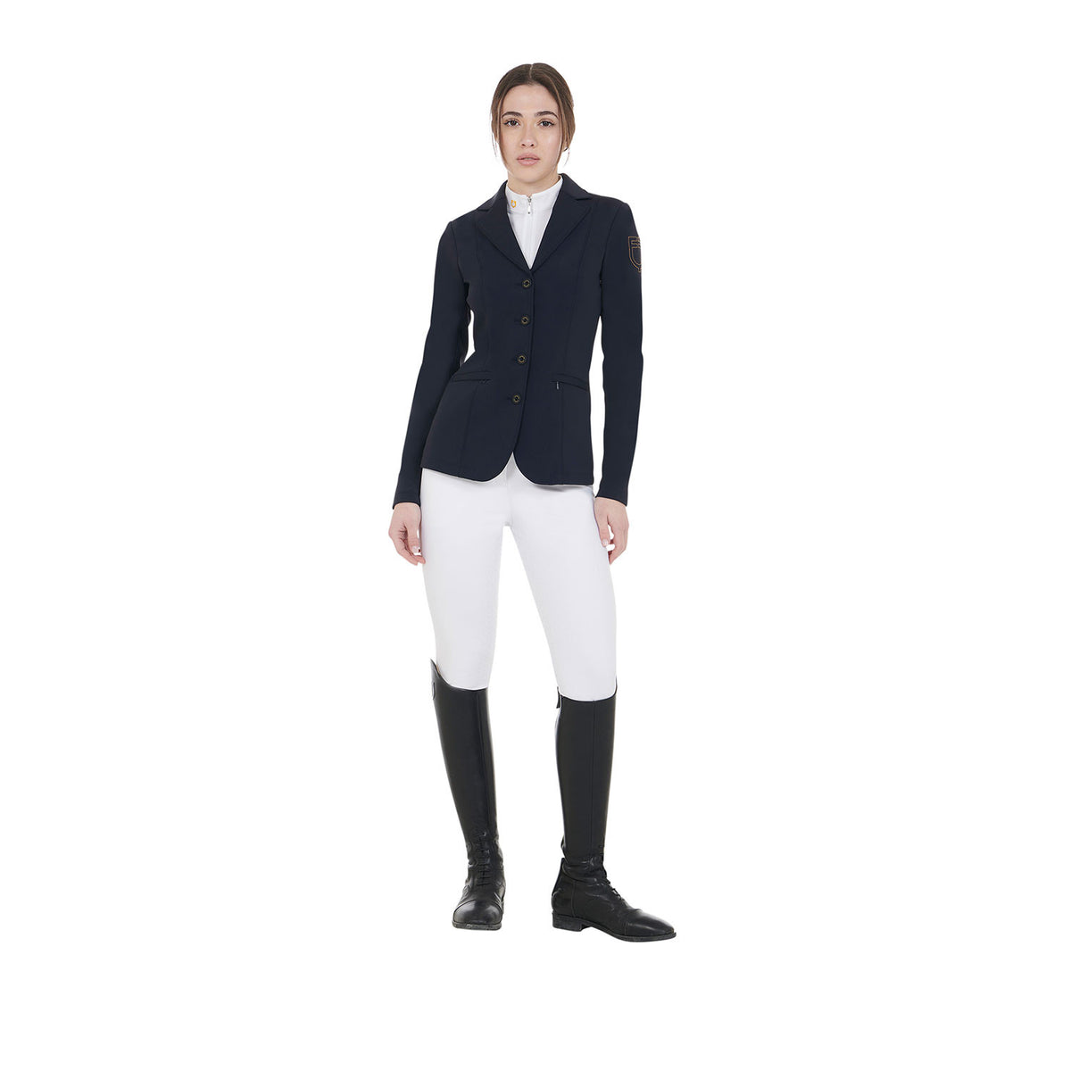 Equestro Ladies Competition Jacket With Contrasting Embroidered Logo
