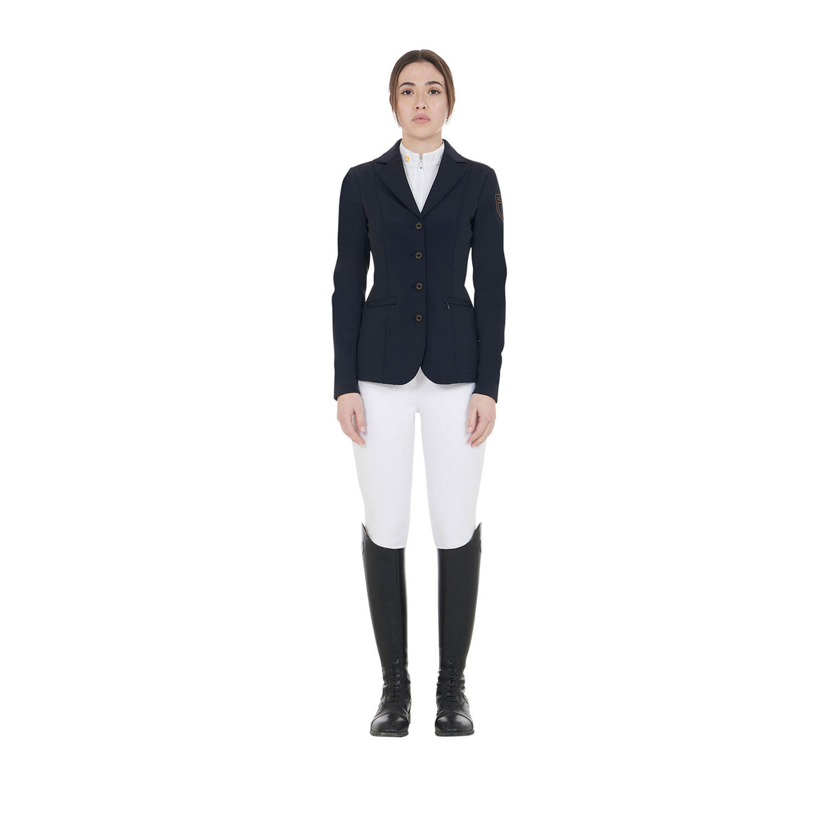 Equestro Ladies Competition Jacket With Contrasting Embroidered Logo