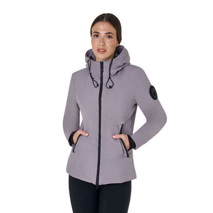 Down jacket water and wind repellent.