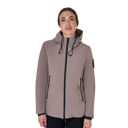 Down jacket water and wind repellent.