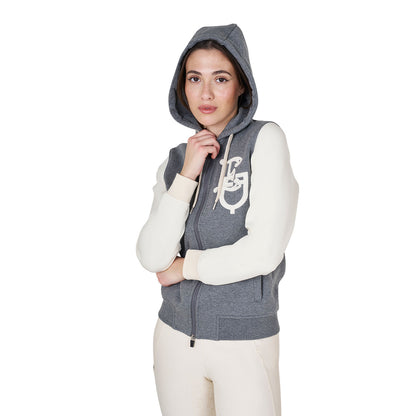 Equestro Ladies EQ Logo Two Tone Hoodie With Front Zip