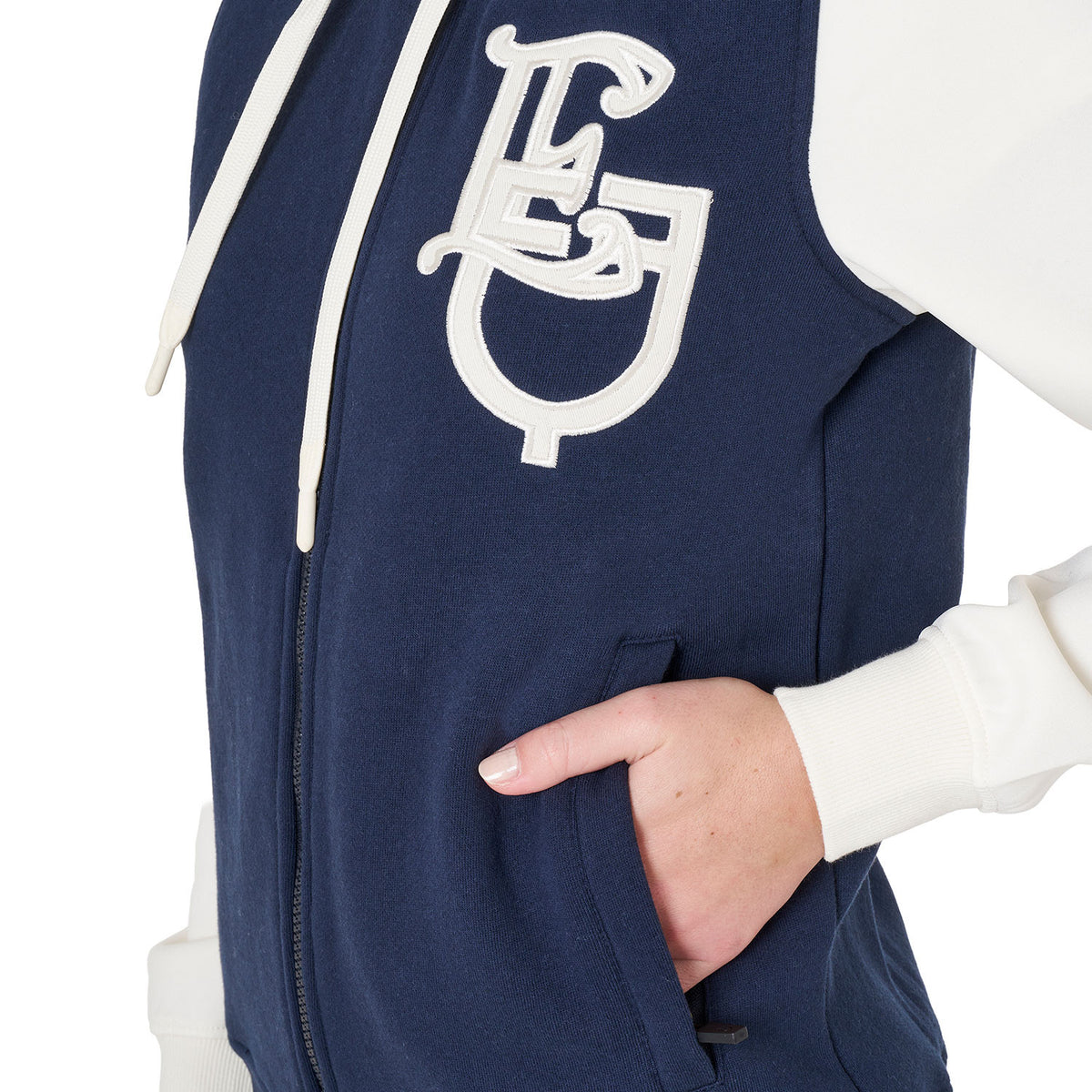 Equestro Ladies EQ Logo Two Tone Hoodie With Front Zip