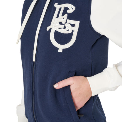Equestro Ladies EQ Logo Two Tone Hoodie With Front Zip