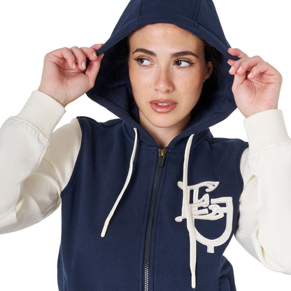 Equestro Ladies EQ Logo Two Tone Hoodie With Front Zip