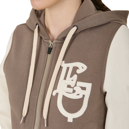 Equestro Ladies EQ Logo Two Tone Hoodie With Front Zip