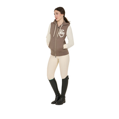Equestro Ladies EQ Logo Two Tone Hoodie With Front Zip
