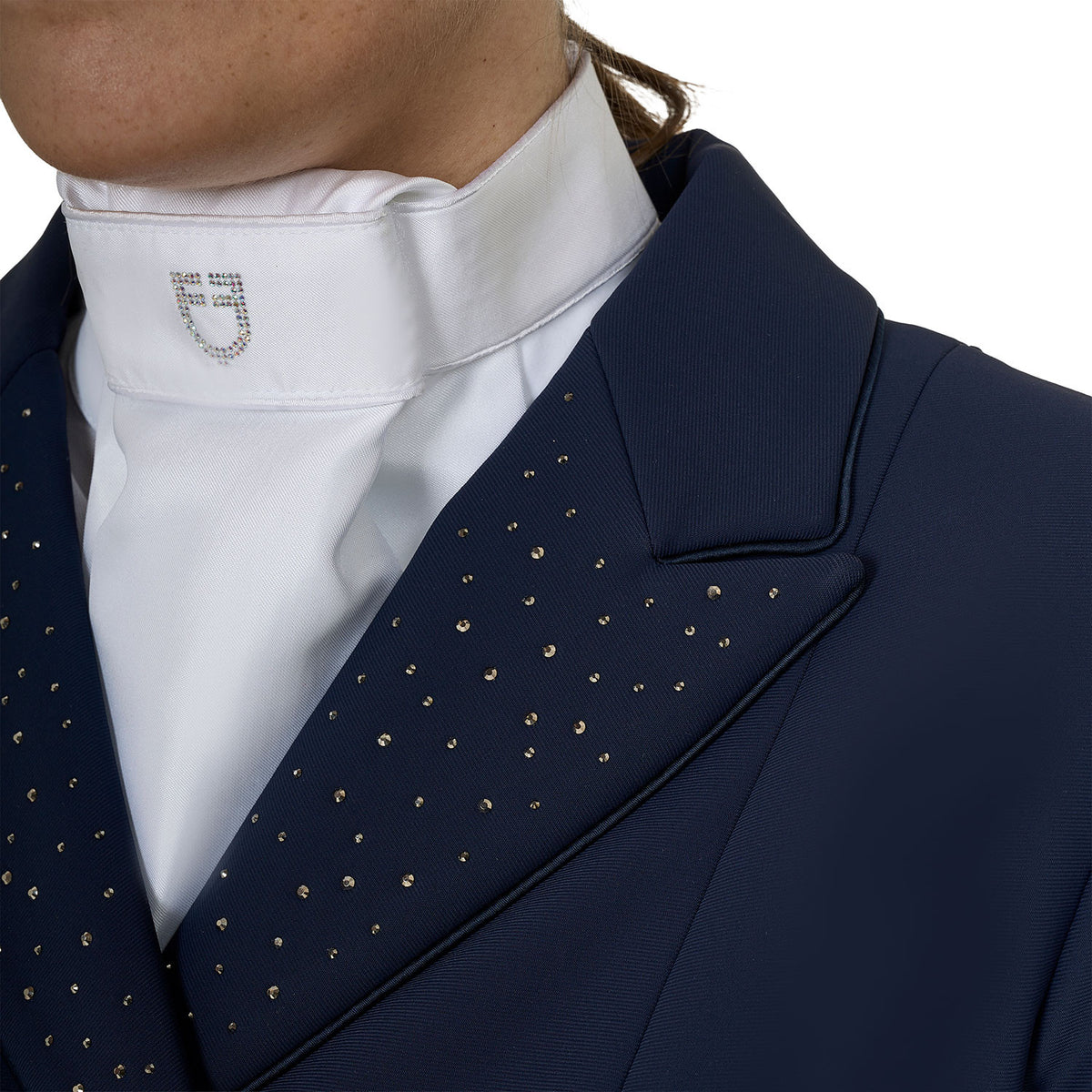 Equestro Ladies Tailcoat In Technical Fabric With Rhinestones