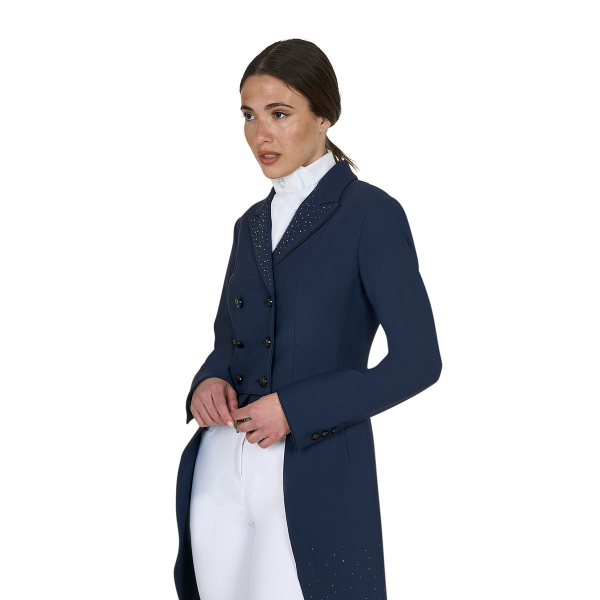 Equestro Ladies Tailcoat In Technical Fabric With Rhinestones