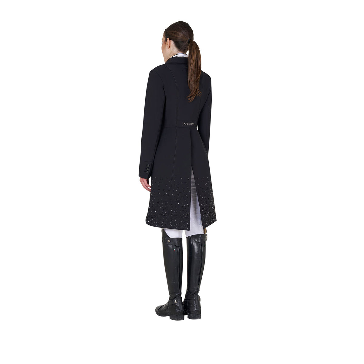 Equestro Ladies Tailcoat In Technical Fabric With Rhinestones