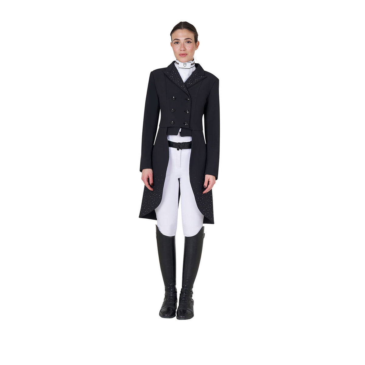 Equestro Ladies Tailcoat In Technical Fabric With Rhinestones