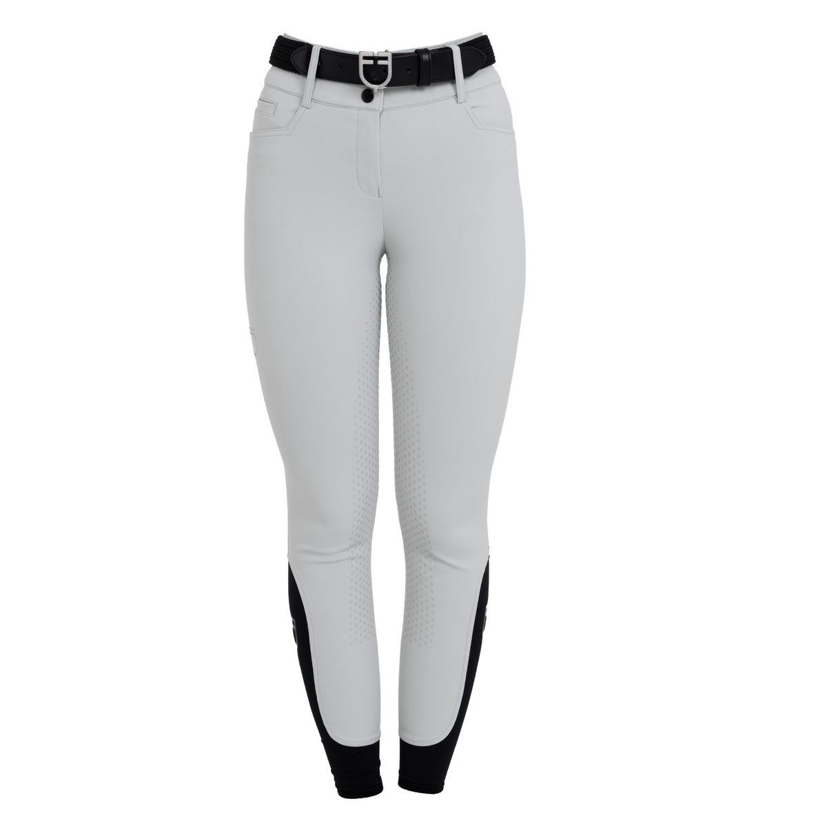 Equestro Ladies High-Waisted Full-Grip Breeches With Rhinestone Logo