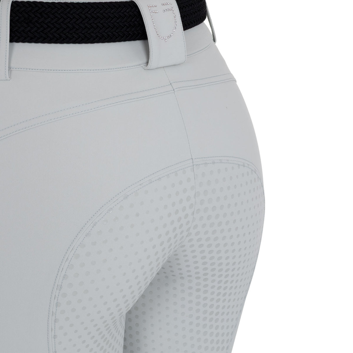 Equestro Ladies High-Waisted Full-Grip Breeches With Rhinestone Logo